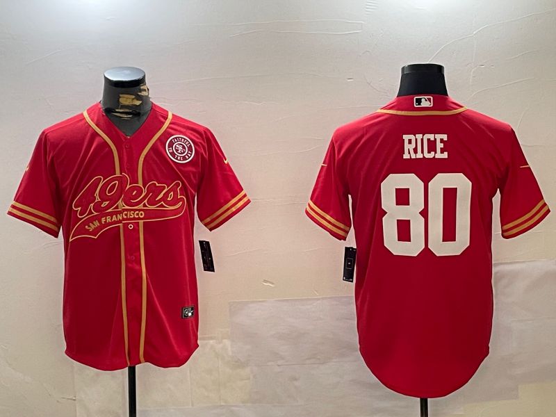 Men San Francisco 49ers #80 Rice Red Joint Name 2024 Nike Limited NFL Jersey style 12092